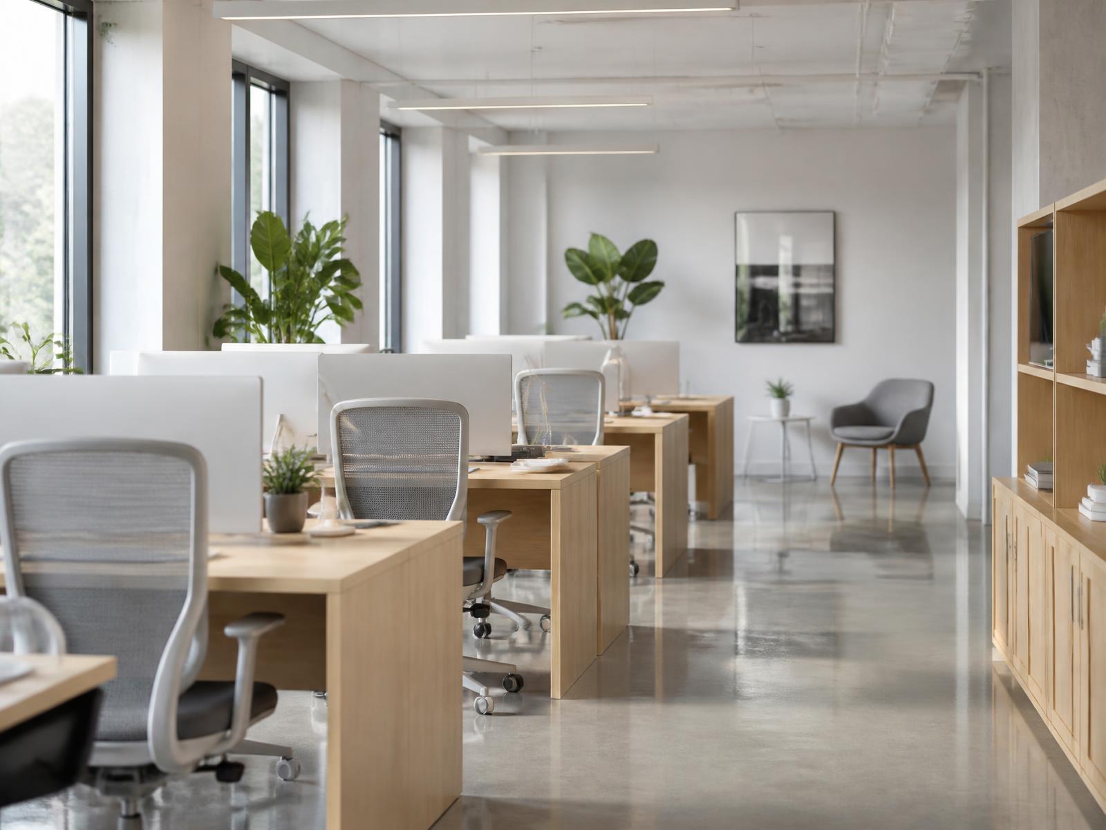 Bright, spotless Scandinavian office interior maintained by Norse Hrein
